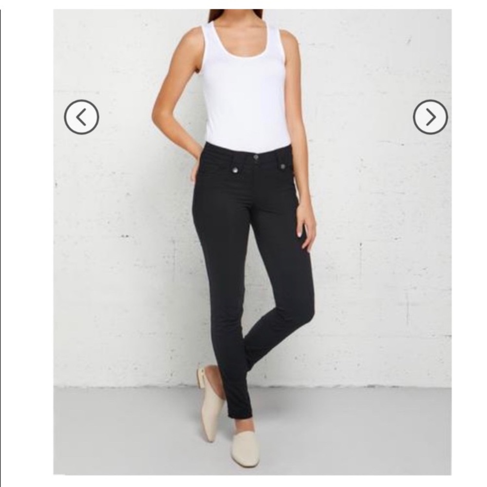 ANATOMIE BLACK LUXURY SKINNY FITTED ANKLE TRAVEL UTILITY MOTO MINIMALIST PANT